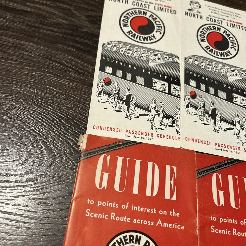 4 Pcs Northern Pacific Railway Train Schedule & Guide Coast Limited Vista Dome